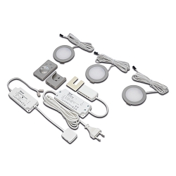 S�t af 3 Dynamic LED Indbygningsspot FR 68-LED, 4W, rund, rustfrit st�l look, 24V DC, Funk-FB Overflade