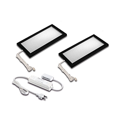 S�t af 2 LED Skab armatur LED Sky 6W + LED Transformer LED-24 / 30W, 4000K, sort