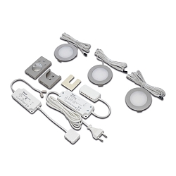 S�t af 3 LED Indbygningsspot Dynamic FR 78-LED 4W, rustfrit st�l look, 24V DC, inkl. Transformer 15W