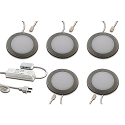LED Recessed luminaire FAR 58, 5er Set, 5x 3W, 4000K, IP20, brushed stainless steel