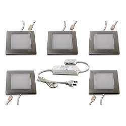 LED Recessed luminaire FAQ 58, 5er Set, 5x 3W, 3000K, IP20, brushed stainless steel
