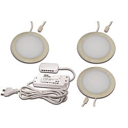 LED Indbygningslampe FAR 68, 3er Set, 3x 4W, 3000K, IP20, b�rstet rustfrit st�l