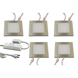 LED Indbygningslampe FAQ 68, 5er Set, 5x 4W, 4000K, IP20, b�rstet rustfrit st�l