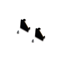 S�t af 2 Endekappe til LED Hj�rneprofil 19mm, med fastg�relsesskruer, sort