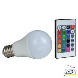 Heitronic LED Lamp E27, 7,5W, RGB + warm white