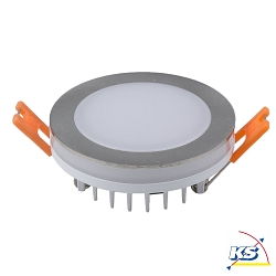 LED Recessed Downlight AURORA with light ring, IP44,  8cm, 6W 3000K 450lm, silver