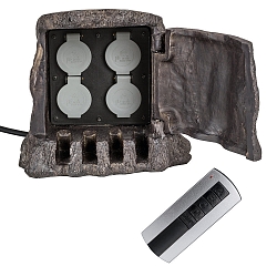Energidistribut�r TR�STUMP, 4-fold, med radio fjernbetjening, 250V/10A, 1200W, IP44, brun