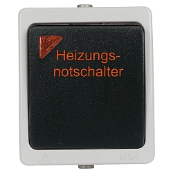 Overflademonterede v�drum Opvarmning n�dstop, Illuminated, 2-polet, IP54, antracitgr�