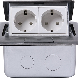 Gulv socket, 2 gange, med b�rnesikring, 250V, maks. 3680W, IP20