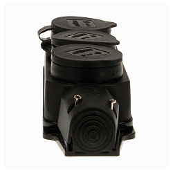 Str�mb�nd 3-fold, maks. 3600W, 250V, IP44, sort