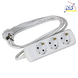 Socket, 3-fold, 3G1,5mm, white , 1,5m connection cable