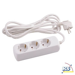 Socket, 3-fold, 3G1,5mm, white , 3m connection cable