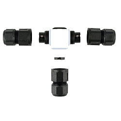 T-Kabelstik, 3 poler, IP68, sort