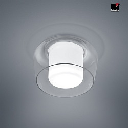 Ceiling luminaire CANIO, E27, IP30, white matt / glass clear