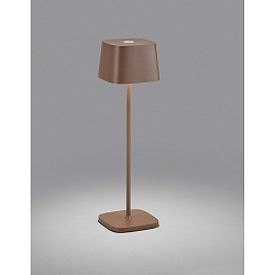 Batteri bordlampe KORI firkantet, indirekte, med touch-d�mper IP65, brun, rust d�mpbar