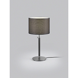 Bordlampe OPPO med sk�rm, med tr�k-koblingsk�de E27 IP20, sort mat, sort chrom 