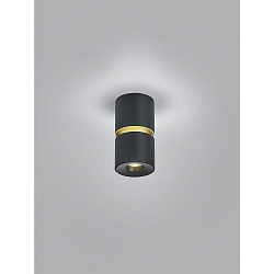 Loftlampe ROK 1-flamme, direkte / indirekte, fokuserbar IP20, guld mat, sort mat d�mpbar