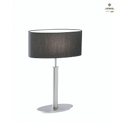 Table lamp ARUBA with oval shade, height 44cm, E27, with cable switch, matt nickel, slate chintz