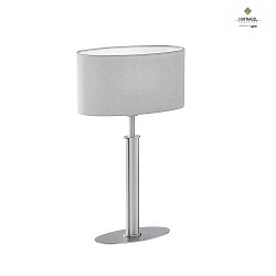 Table lamp ARUBA with oval shade, height 44cm, E27, with cable switch, matt nickel, metallic silver