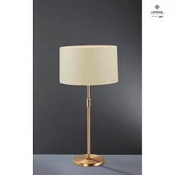 Table lamp LOOP, height 55-75cm, E27, with cable switch, matt brass / cream chintz shade