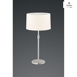 Table lamp LOOP, height 55-75cm, E27, with cable switch, matt nickel / chrome / white chintz shade