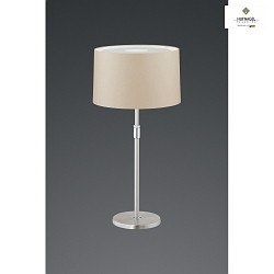 Table lamp LOOP, height 55-75cm, E27, with cable switch, matt nickel / chrome / melange chintz shade