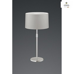 Table lamp LOOP, height 55-75cm, E27, with cable switch, matt nickel / chrome / light grey chintz shade