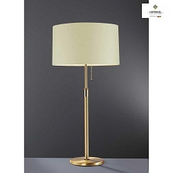Stool lamp LOOP, height 60-80cm, 3x E27, with series pull switch , matt brass / cream chintz shade