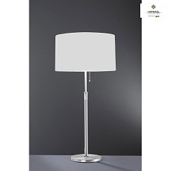 Stool lamp LOOP, height 60-80cm, 3x E27, with series pull switch , matt nickel / chrome / white chintz shade