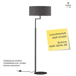 Floor lamp OSKA, height 160cm, with variable hinge-arm & cable switch, E27, without shade, ML Dark Titan