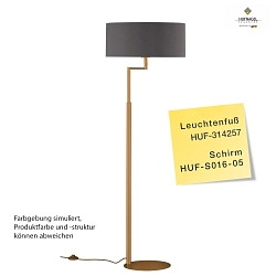 Floor lamp OSKA, height 160cm, with variable hinge-arm & cable switch, E27, without shade, ML Bronze