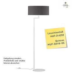 Floor lamp OSKA, height 160cm, with variable hinge-arm & cable switch, E27, without shade, ML Platinum