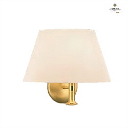 Wall lamp ROYCE, semicircular shade, E27, matt brass / blank, cream shade