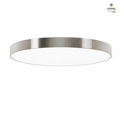 LED ceiling luminaire AURELIA,  40cm, 30W 2700K 3500lm, white fabric cover below, dimmable, brushed silver structural film