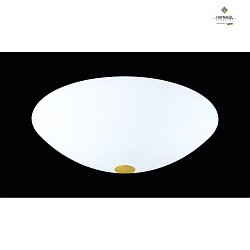 Ceiling luminaire with central decorative element,  45cm, 3x E27, white satined opal glass, matt brass