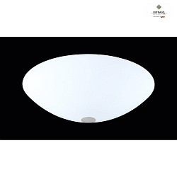 Ceiling luminaire with central decorative element,  45cm, 3x E27, white satined opal glass, matt nickel