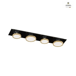 Ceiling luminaire MASKERADE, 4-flame, incl. decorative LED lamps FARLUMA GU10 3000K, glossy black / gold leaf