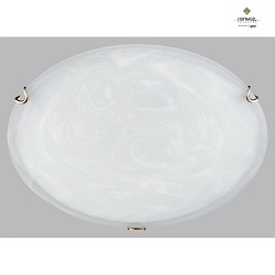 Ceiling luminaire RUN,  30cm, E27, white alabaster glass, polished brass