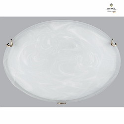 Ceiling luminaire RUN,  30cm, E27, white alabaster glass, antique brass