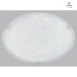 Ceiling luminaire RUN,  30cm, E27, white alabaster glass, matt nickel