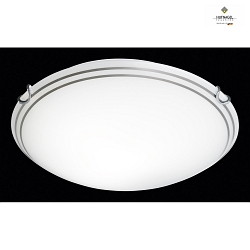 Ceiling luminaire silver with decoration in silver,  30cm, E27, chrome / white satined glass