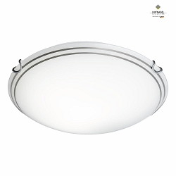 Ceiling luminaire silver with decoration in silver,  40cm, 2x E27, chrome / white satined glass