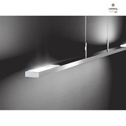 LED pendant luminaire CLAREO, length 115cm, variable height, outer parts 2x 350 swiveling, 30W 2700K 3750lm, matt nickel
