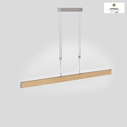 Wooden LED pendant luminaire CUBICO, 135cm, direct/indirect, 60W 2700K 4650lm, variable height, dimmable, natural oiled oak