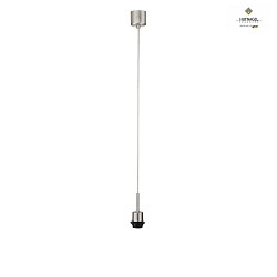Pendant lamp suspension LOOP for ceiling hook, length 150cm, without shade, matt nickel / transparent cable