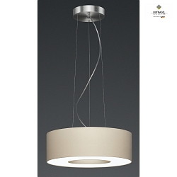 LED pendant luminaire DONUT,  40cm, 10% indirect, 13W 3000K 1800lm, shortable ropes, dimmable, melange chintz / matt nickel