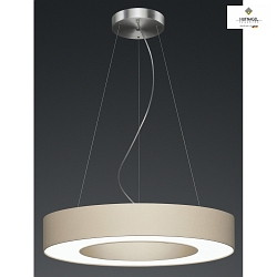 LED pendant luminaire DONUT,  78cm, 10% indirect, 34W 3000K 4300lm, shortable ropes, dimmable, melange chintz / matt nickel