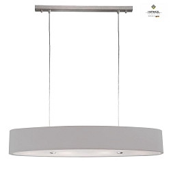 Pendant luminaire ARUBA, shade oval 90 x 32cm, chintz / Glasfaser / Acrylglas, 4x E27, light grey / matt nickel