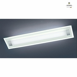 LED ceiling luminaire XENA L, 100 x 22cm, 48W 27000K 6100lm, stainless steel / safety glass, dimmable