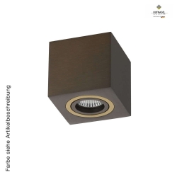 Ceiling luminaire ILSOLE Q, angular, spotlight insert rotatable & swiveling, GU10 max. 50W, ML Brass / Bronze